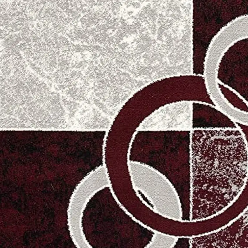 13' Red And White Abstract Runner Rug Photo 3