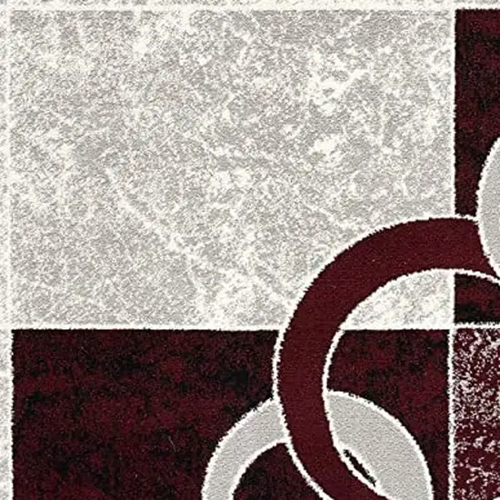 15' Red And White Abstract Runner Rug Photo 3