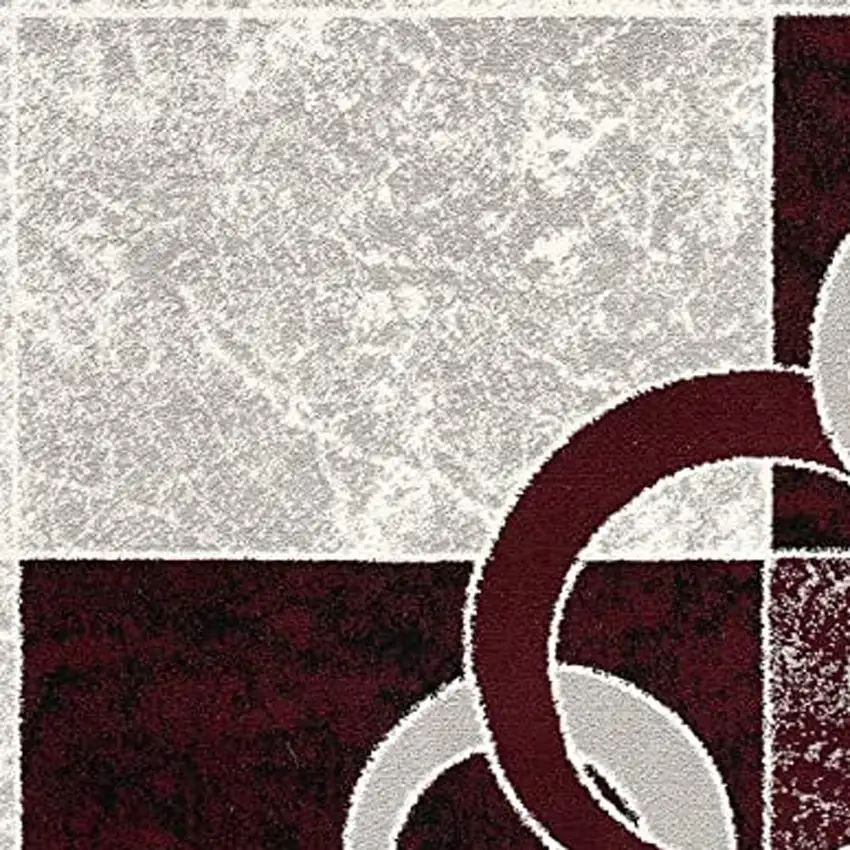15' Red And White Abstract Runner Rug Photo 3