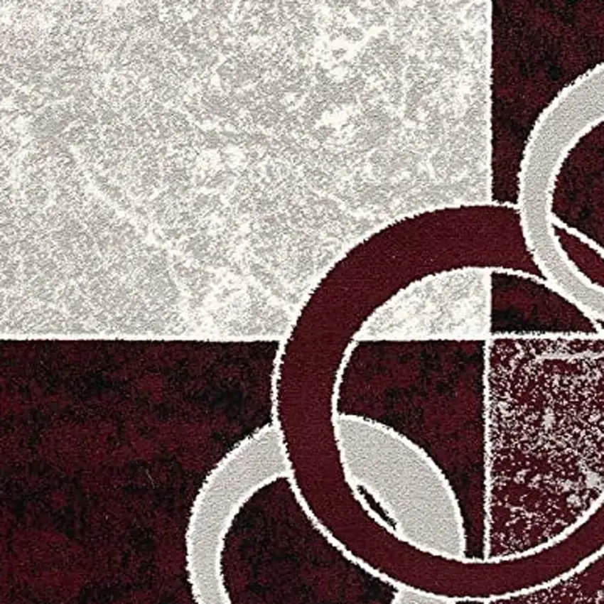 20' Red And White Abstract Runner Rug Photo 3