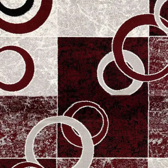 8' Red Abstract Power Loom Runner Rug Photo 4