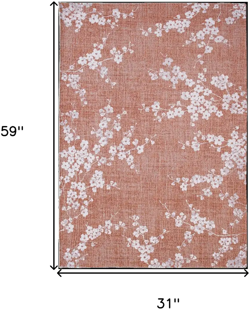 Red and White Oriental Non Skid Area Rug Photo 3