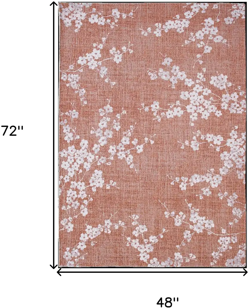 Red and White Oriental Non Skid Area Rug Photo 3