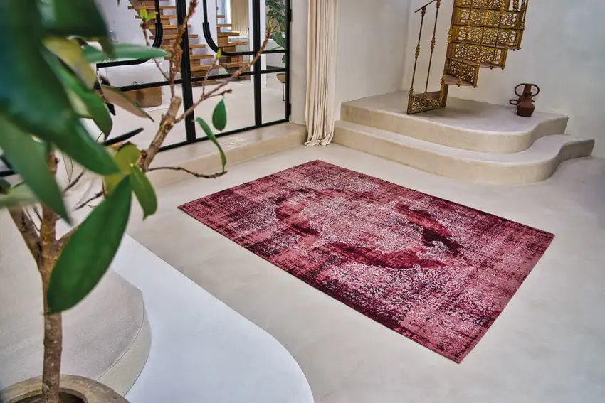 Red and White Oriental Non Skid Area Rug Photo 8