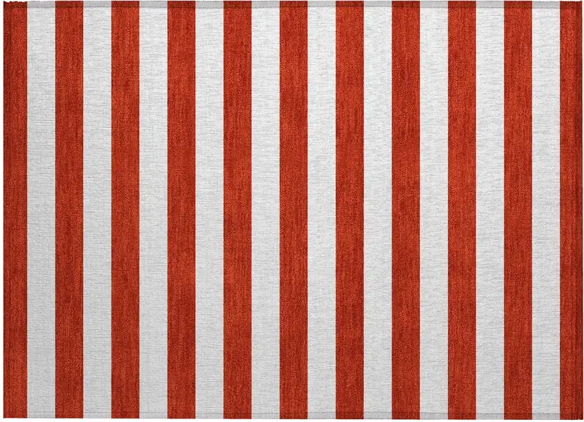 Red and White Striped Washable Non Skid Indoor Outdoor Area Rug Photo 2
