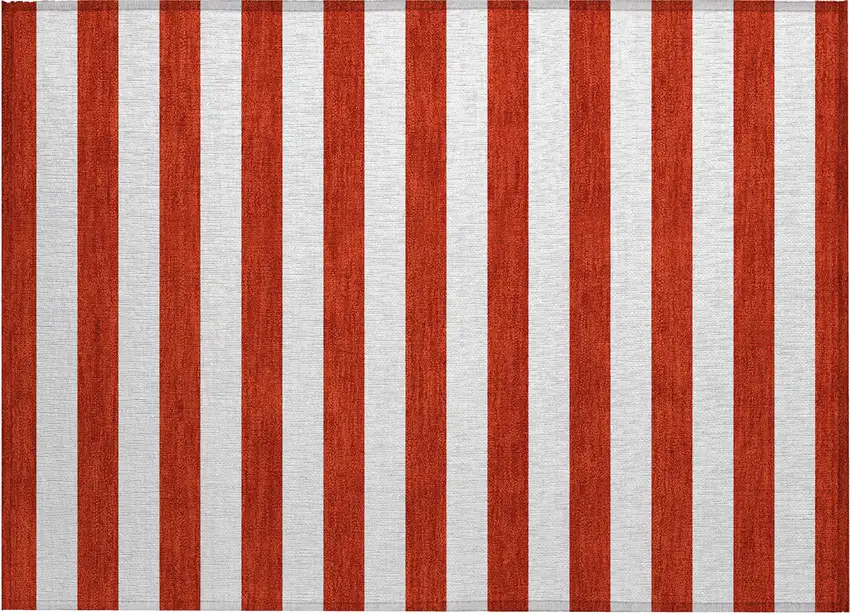 Red and White Striped Washable Non Skid Indoor Outdoor Area Rug Photo 2