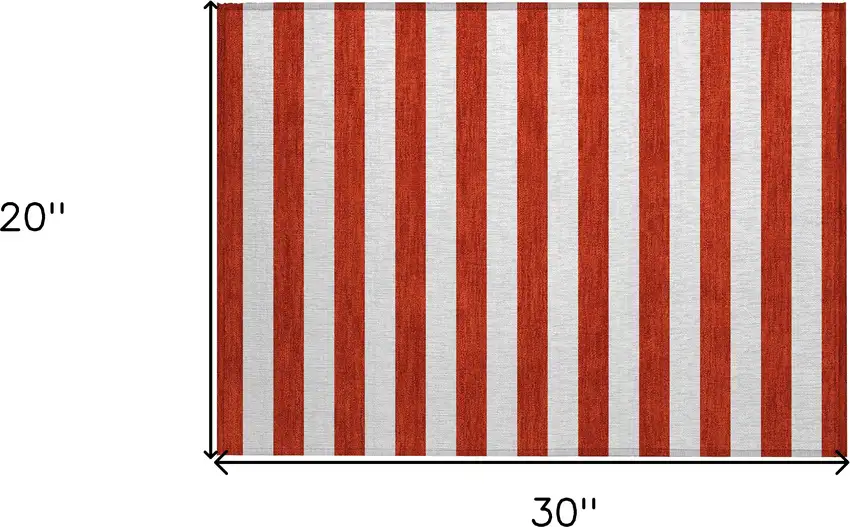 Red and White Striped Washable Non Skid Indoor Outdoor Area Rug Photo 3