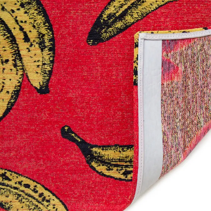 Red and Yellow Abstract Non Skid Area Rug Photo 7