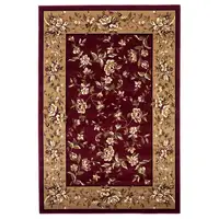 Photo of Red or Beige Floral Bordered Area Rug