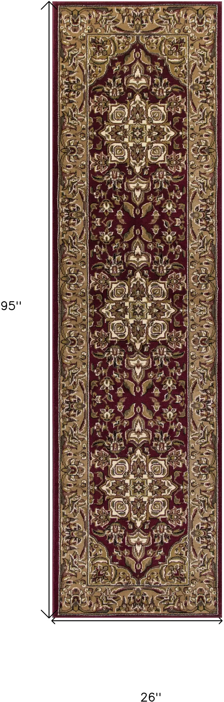 2' X 8' Red Or Beige Medallion Runner Rug Photo 7