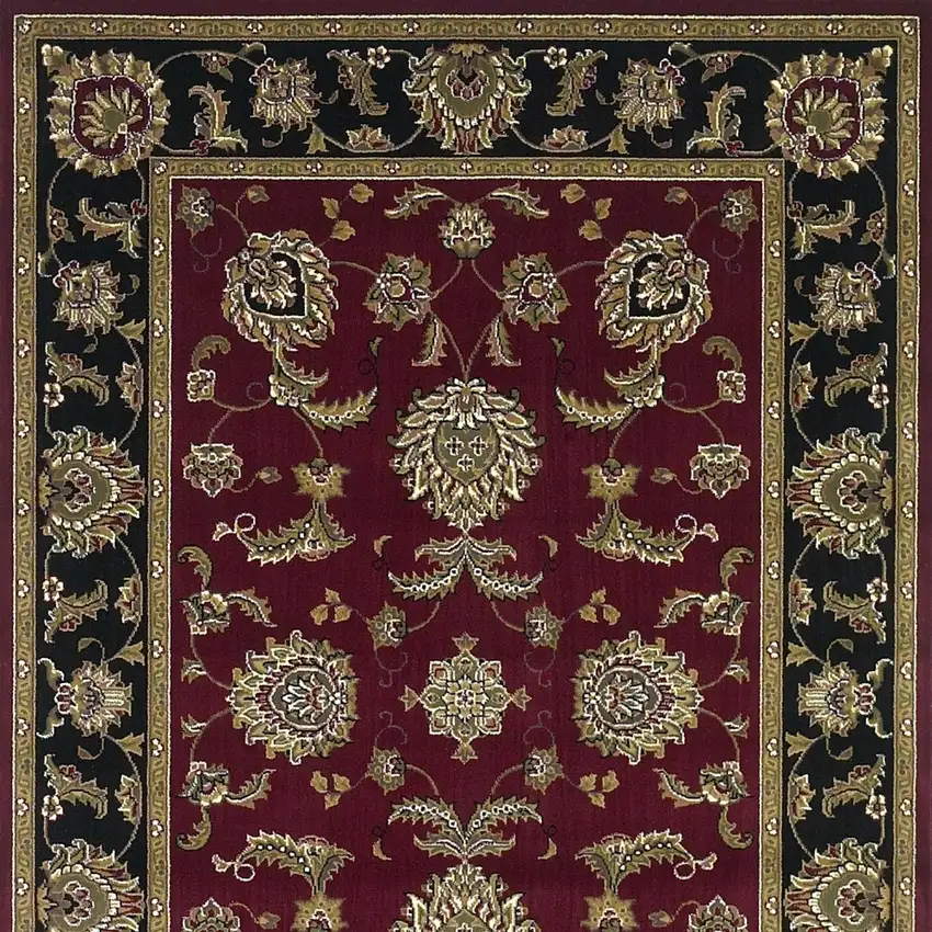 Red Black And Gold Floral Medallion Area Rug Photo 9