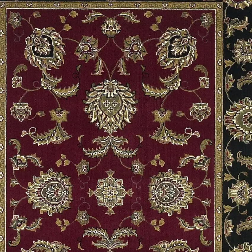 Red Black And Gold Floral Medallion Area Rug Photo 8