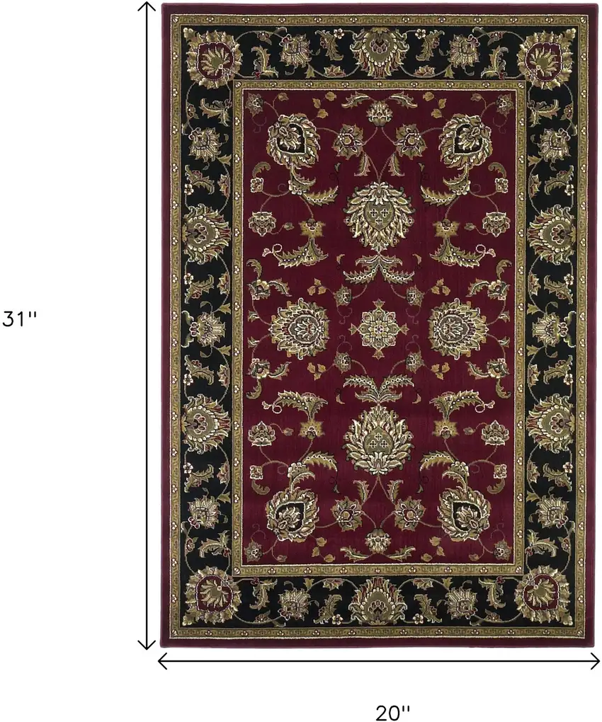 Red Black And Gold Floral Medallion Area Rug Photo 3