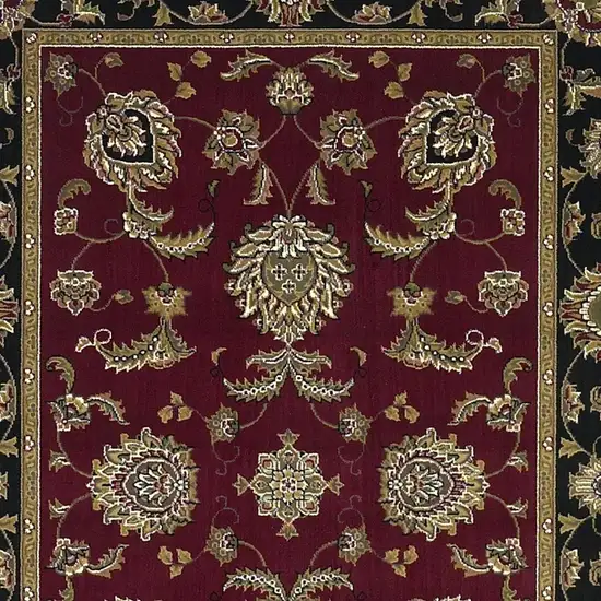 Red Black And Gold Floral Medallion Area Rug Photo 6