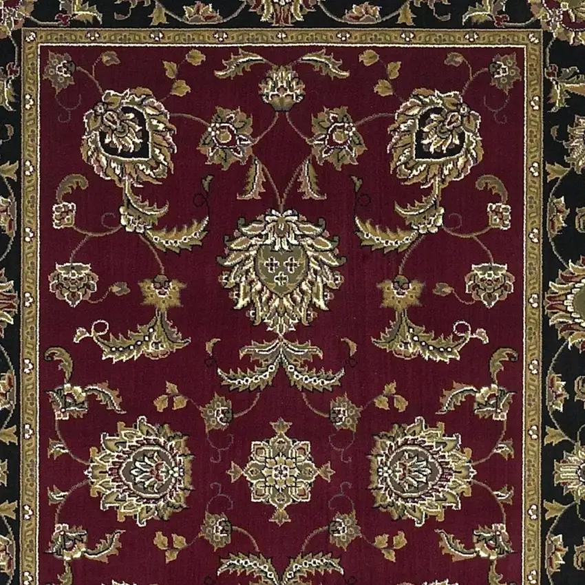 Red Black And Gold Floral Medallion Area Rug Photo 6