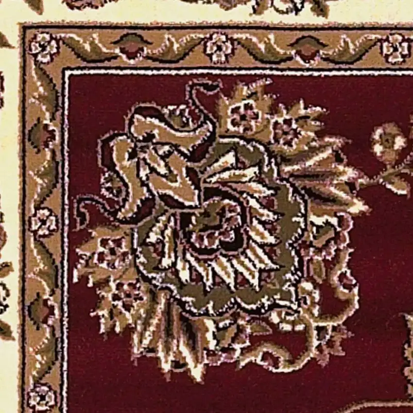 2' X 8' Red Or Ivory Floral Bordered Runner Rug Photo 5