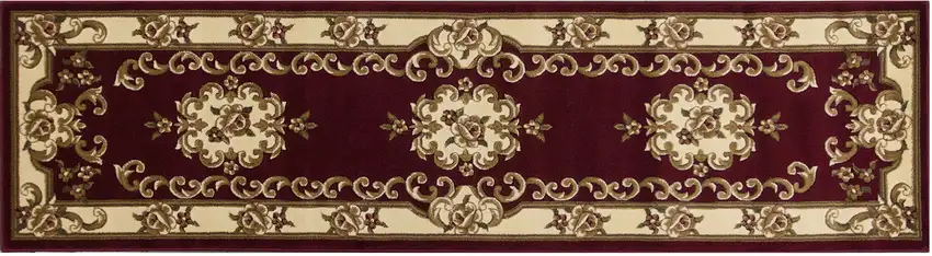 Red or Ivory Medallion Runner Rug Photo 2