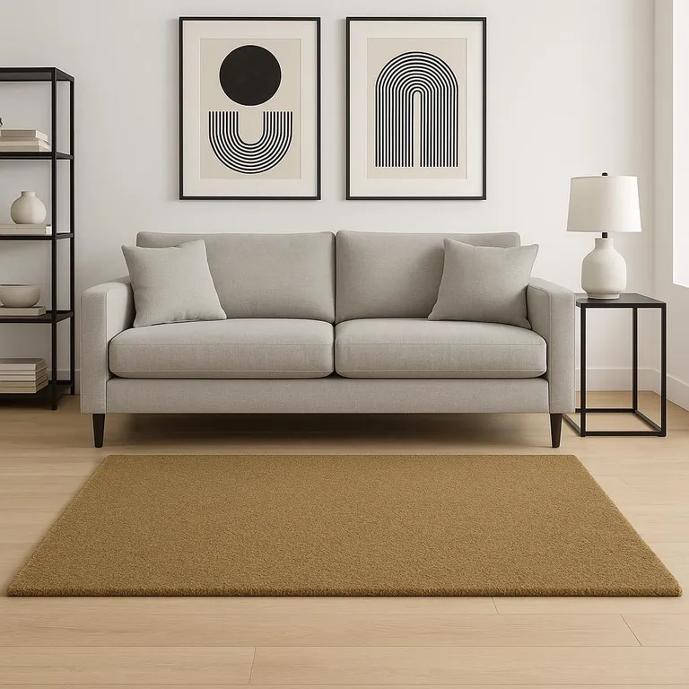 Rich Gold Shag Tufted Handmade Stain Resistant Area Rug Photo 4