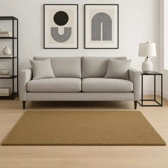 Rich Gold Shag Tufted Handmade Stain Resistant Area Rug Photo 1