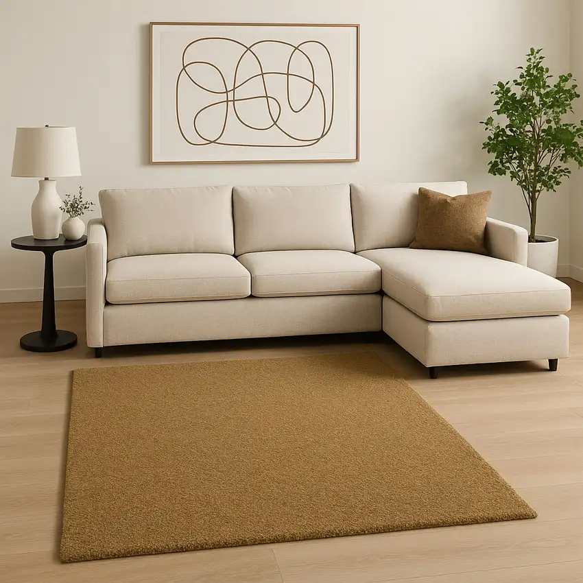 Rich Gold Shag Tufted Handmade Stain Resistant Area Rug Photo 1