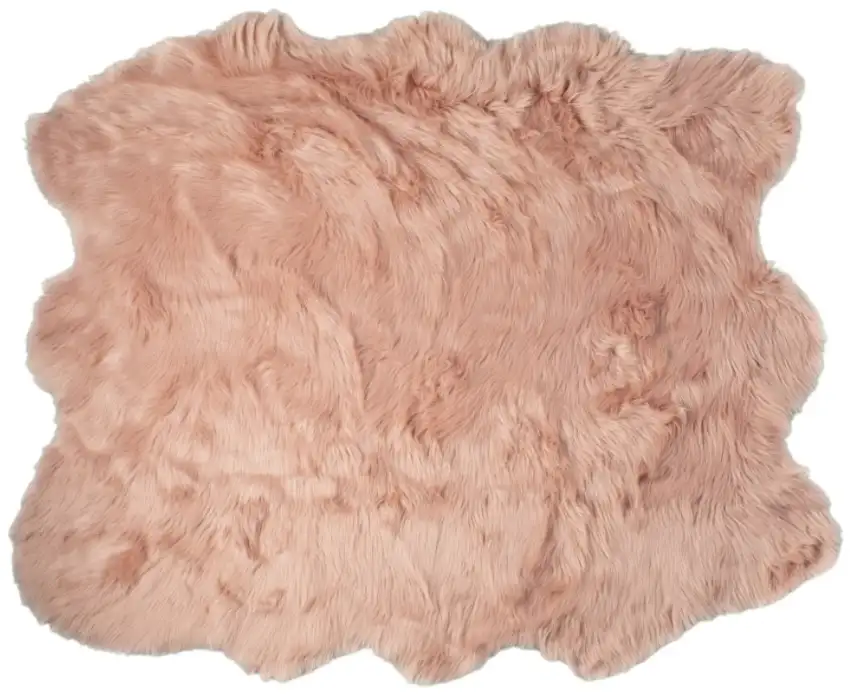 Pink Faux Sheepskin Shag Washable Area Rug Photo 2