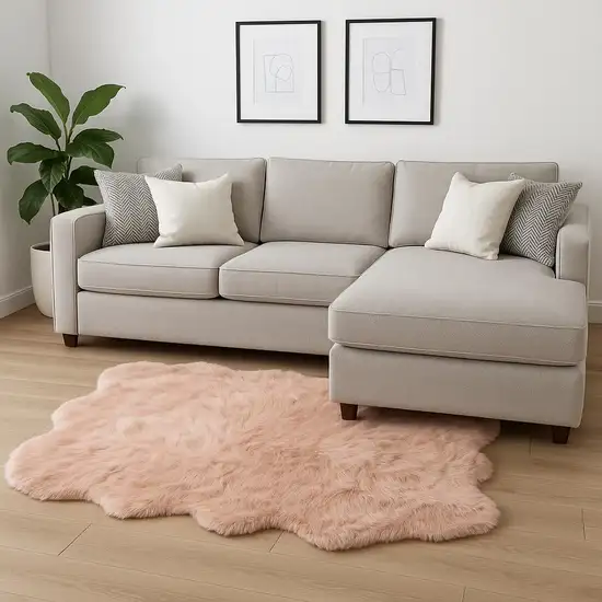 Pink Faux Sheepskin Shag Washable Area Rug Photo 1