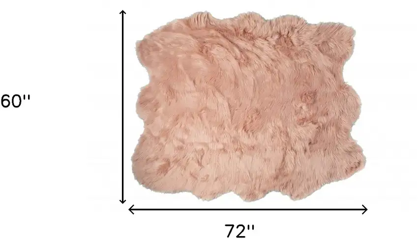 Rose Pink Faux Sheepskin Non Skid Area Rug Photo 4