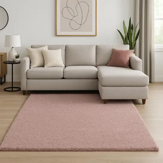 Pink Shag Hand Woven Area Rug Photo 1