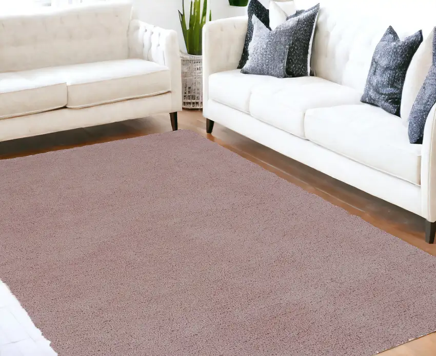 8'X11' Rose Pink Indoor Shag Rug Photo 1