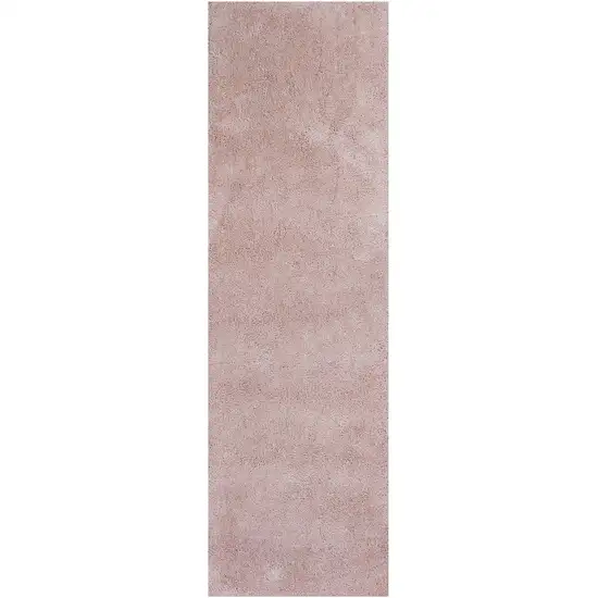 8' Pink Shag Hand Woven Runner Rug Photo 2
