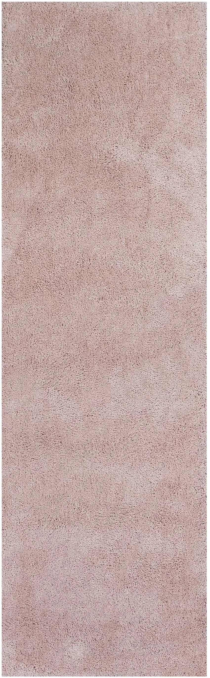8' Pink Shag Hand Woven Runner Rug Photo 2