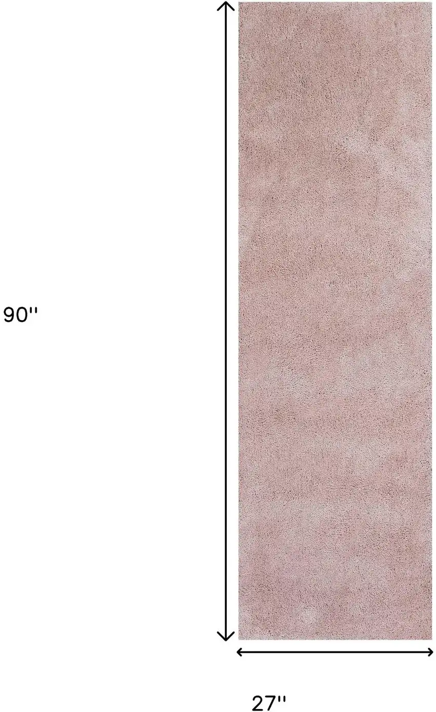 8' Pink Shag Hand Woven Runner Rug Photo 3