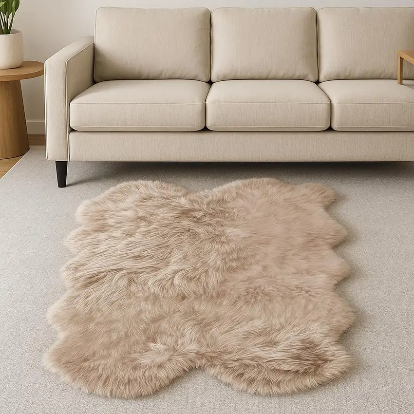 Pink Genuine Sheepskin Shag Area Rug Photo 2