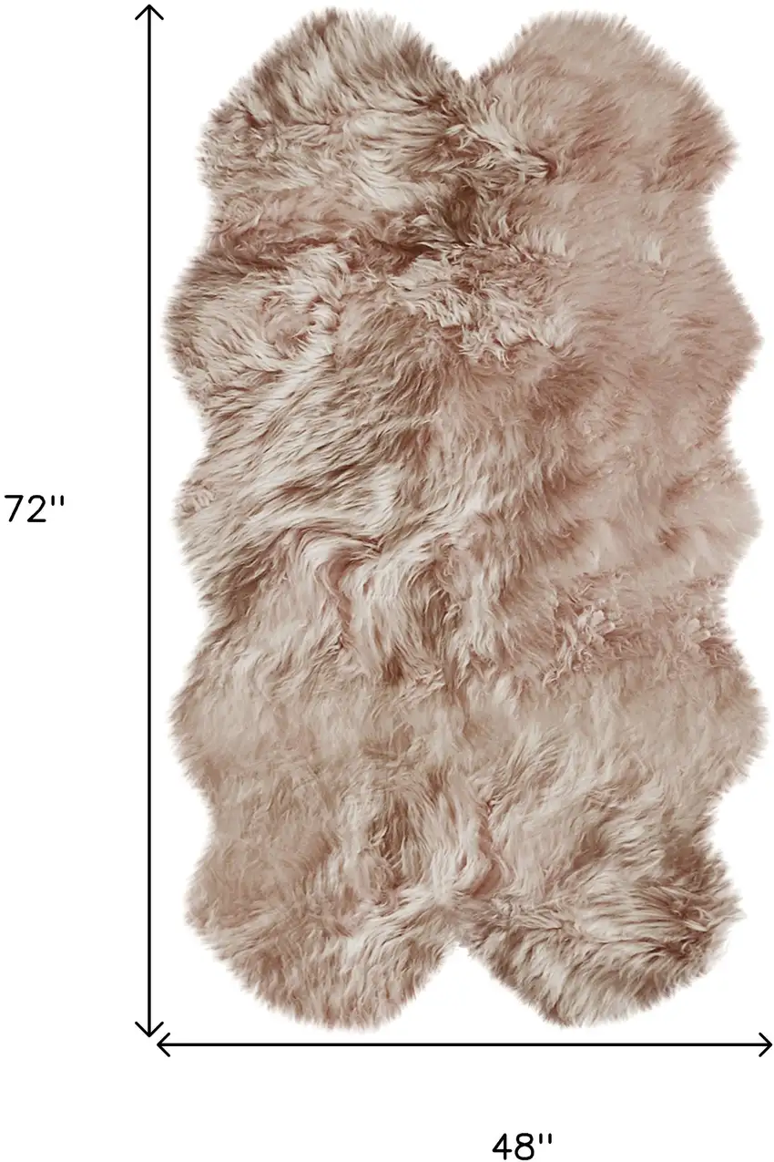 Rose Pink Natural Sheepskin Area Rug Photo 3