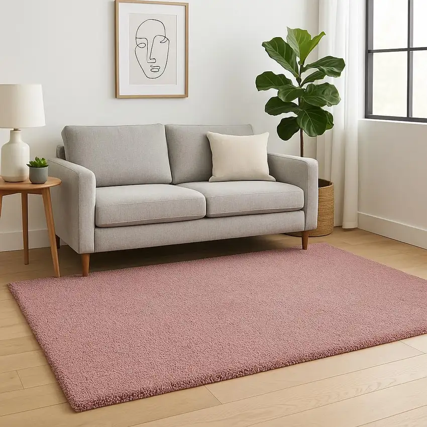 Pink Shag Hand Woven Area Rug Photo 1