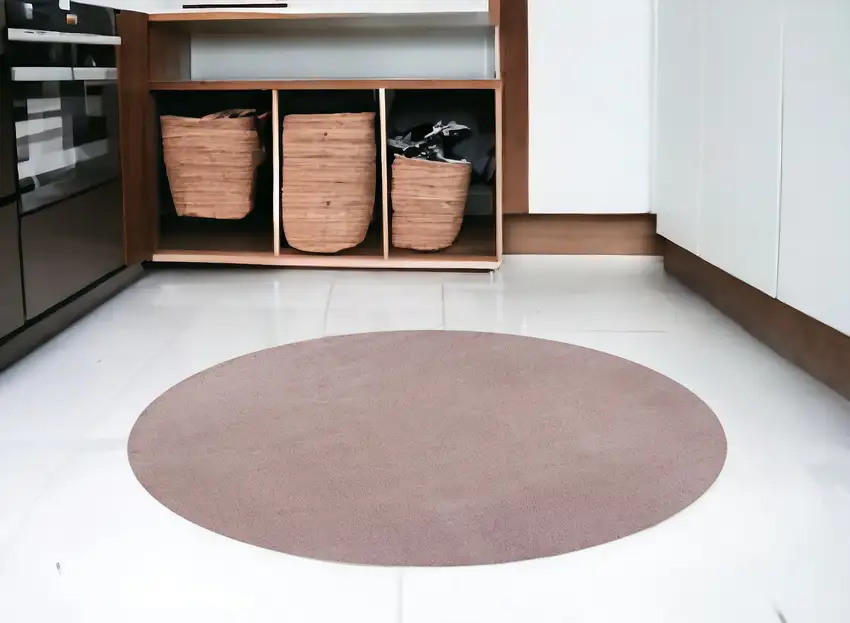 6' Rose Pink Round Indoor Shag Rug Photo 1