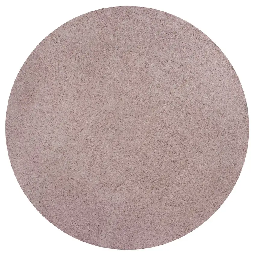 6' Pink Shag Hand Woven Round Rug Photo 4
