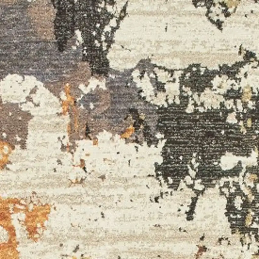 Round Abstract Weathered Beige and Gray Indoor Area Rug Photo 4