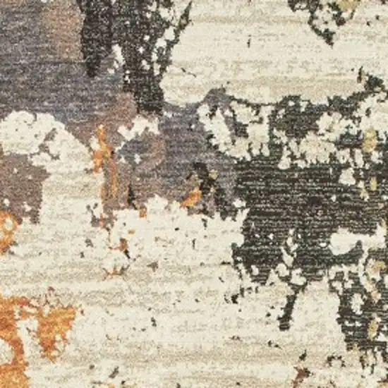 Round Abstract Weathered Beige and Gray Indoor Area Rug Photo 4
