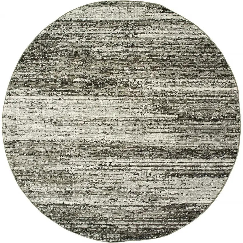 Round Ash and Slate Abstract Area Rug Photo 8
