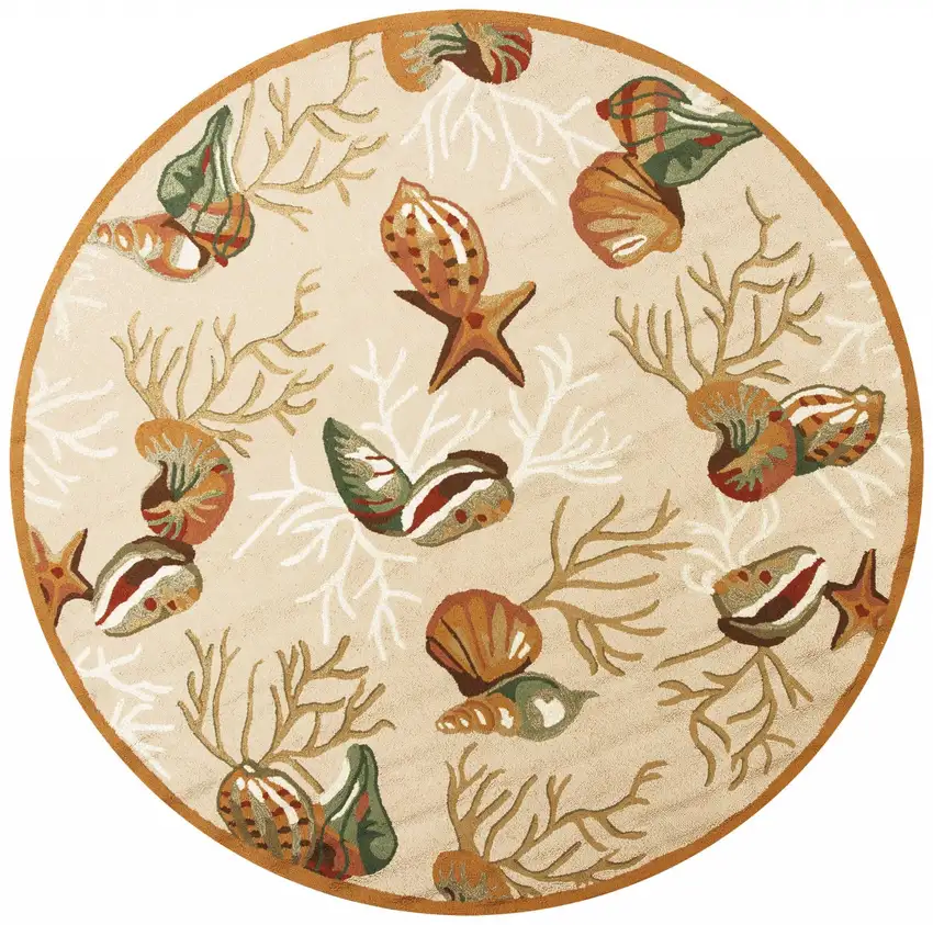 Beige Shells And Corals Indoor Area Rug Photo 5