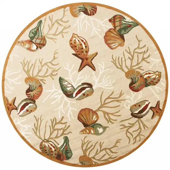 Beige Shells And Corals Indoor Area Rug Photo 5