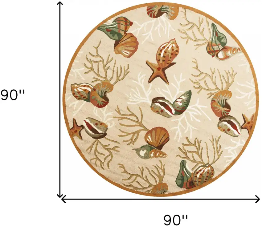 Beige Shells And Corals Indoor Area Rug Photo 3