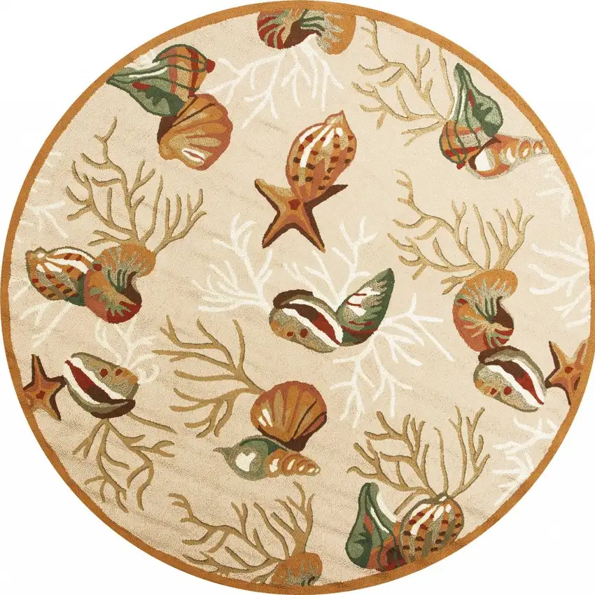 Beige Shells And Corals Indoor Area Rug Photo 4