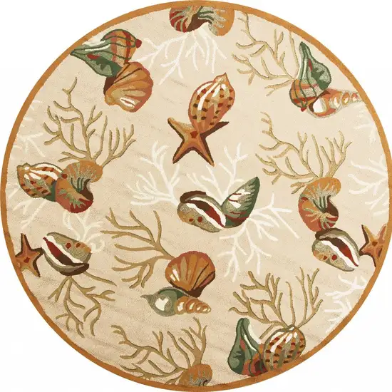 Beige Shells And Corals Indoor Area Rug Photo 4