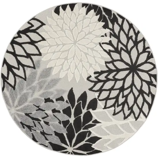 4' Black And White Round Indoor Outdoor Area Rug Photo 1