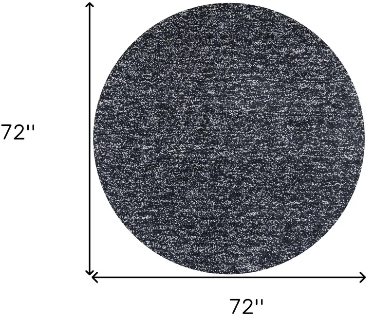 Round Black Heather Plain Indoor Area Rug Photo 3