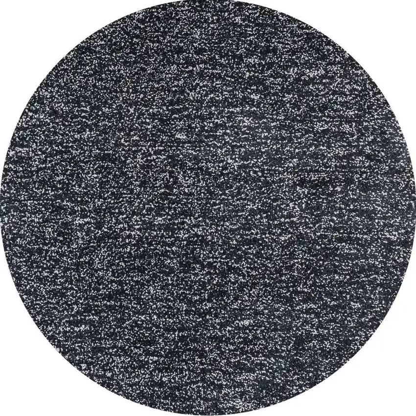 6' Black And White Hand Woven Round Rug Photo 5
