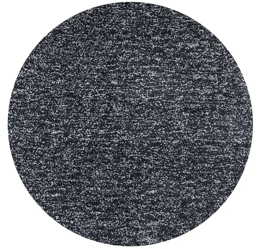 Round Black Heather Plain Indoor Area Rug Photo 1