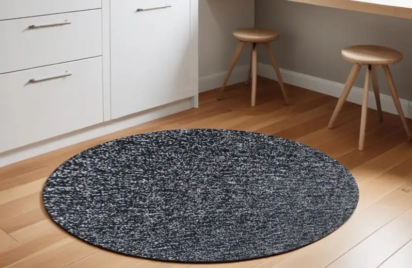 Black Heather Plain Indoor Area Rug Photo 2